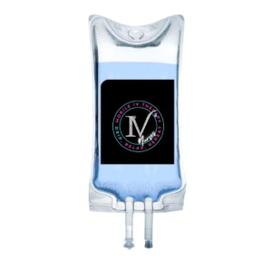 IV bag with the IV Nurses logo. Promotional image for “Be Thin Shot” GLP-1 Treatment.