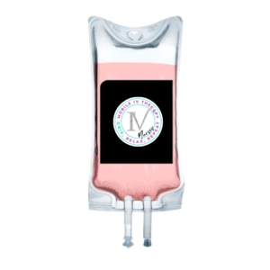 IV bag with the IV Nurses logo. Promotional image for “Chill Out” The Anti-Stress Treatment.