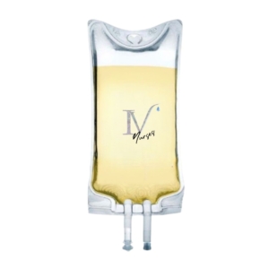 IV bag with the IV Nurses logo. Promotional image for “Get up and Go" Energy Boost treatment.