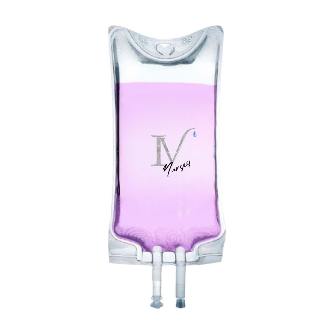IV bag with the IV Nurses logo. Promotional image for “Rev It Up" Metabolism treatment.