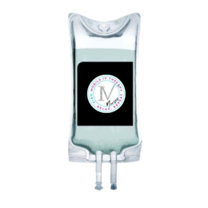 IV bag with the IV Nurses logo. Promotional image for “The Daily Vitamin” Morning Sickness + Vitamins treatment.